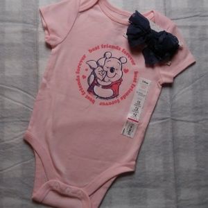 NWT DISNEY POOH BODYSUIT & HEADBAND 12 months